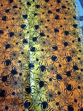 Spring Living Cotton Halloween Fabric -Orange Yellow Spider 4450 - 15" L x 42"
